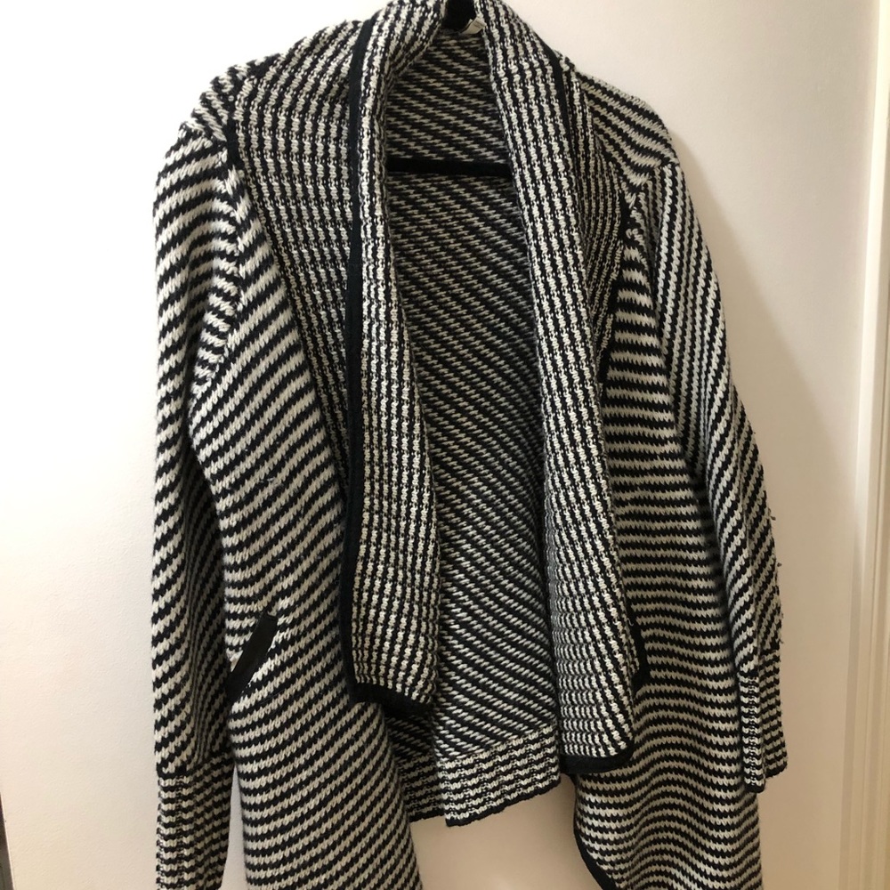 Joie drapes neck knit black & white stripe sweater